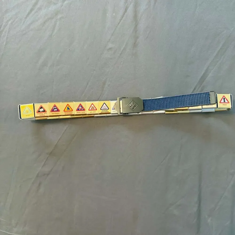 Vintage Boy Scouts of America Cub Scout Web Belt with Metal Belt Loop Badges